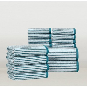 Brooklyn Loom 14pc Everyday Jacquard Striped Bath Towel Set - 1 of 4