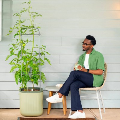 Sage Green Self-Watering Indoor Outdoor Planter with Trellis