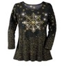 Collections Etc Festive Shimmering Snowflake 3/4 Length Sleeve Cotton Top - 3 of 4