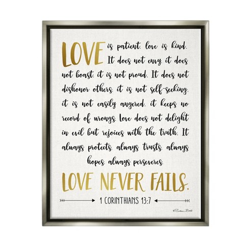 Stupell Industries Love Is Patient Psalm Faith Based Word Design Gray ...