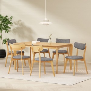 Christopher Knight Home Carmody Wood and Fabric 7 Piece Dining Set - 1 of 4