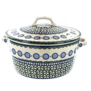 Blue Rose Polish Pottery 278 Ceramika Artystyczna Covered Round Baker - 1 of 2