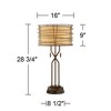 Franklin Iron Works Industrial Table Lamp with USB and AC Power Outlet Workstation Charging Base 28.75" Tall Bronze Woven Metal Burlap Bedroom - 4 of 4