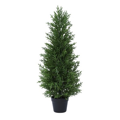 Artificial UV Resistant Cypress Topiary Trees for Outdoor, Faux Cypress Plant for Porch Decor Faux Pine Tree for Perfect Housewarming Gift
