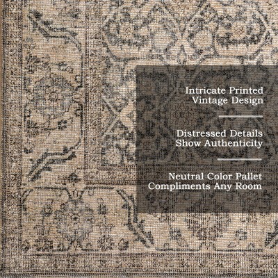 Hillstone 5x8 Red Synthetic Vintage Medallion Area Rug