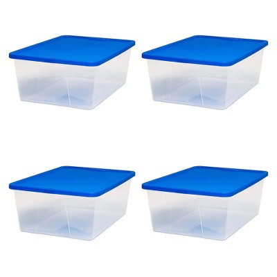 Homz Plastic Multipurpose Stackable Storage Container Bins with Secure Latching Lid for Home and Office Organization