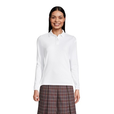 Lands' End School Uniform Women's Long Sleeve Feminine Fit Mesh Polo Shirt