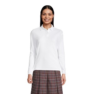 Lands' End School Uniform Women's Long Sleeve Feminine Fit Mesh Polo Shirt - 1 of 2