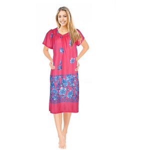 JEFFRICO Womens Nightgowns Muumuu Lounger House Dress Sleepwear Silky Soft Pajama Dress Nightshirts - 1 of 4