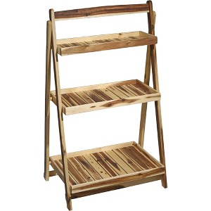 Classic Home and Garden Acacia Natural Wood, 3 Shelf Plant Stand, 27" L x 45" H - 1 of 1