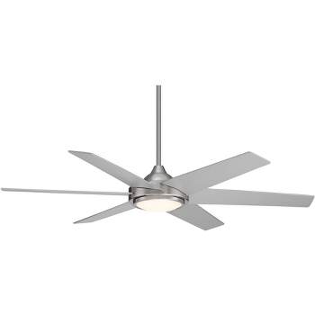 56" Casa Vieja Estate Modern Indoor Outdoor Ceiling Fan with LED Light Remote Control Brushed Nickel White Diffuser Damp Rated for Patio Exterior Home