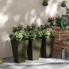 Outsunny 28" Tall Outdoor Planters, Set of 3 Large Taper Planters with Drainage Holes and Plug, Faux Wood Plastic Flower Pots - 2 of 4