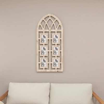 Whitewashed Vintage Cathedral Arch Wood Photo Frame 19" x 41"
