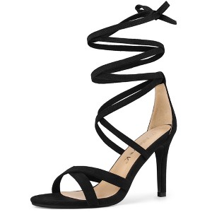 Allegra K Women's Lace-Up Stiletto High Heels Sandals - 1 of 4