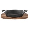 MegaChef 6 Piece Mini Cast Iron Oval Pan with Wood Tray Set - 2 of 4