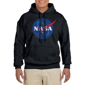 NASA Mens' Meatball Space Fashion Logo Pocket Sweatshirt Hoodie Pullover Black - 1 of 3