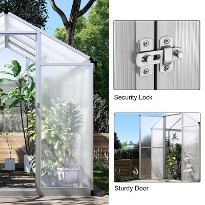 6x8 FT Polycarbonate Greenhouse with Roof Vent and Aluminum Frame