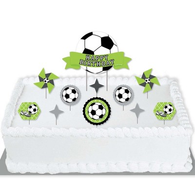 Big Dot of Happiness Goaaal - Soccer - Birthday Party Cake Decorating Kit - Happy Birthday Cake Topper Set - 11 Pieces