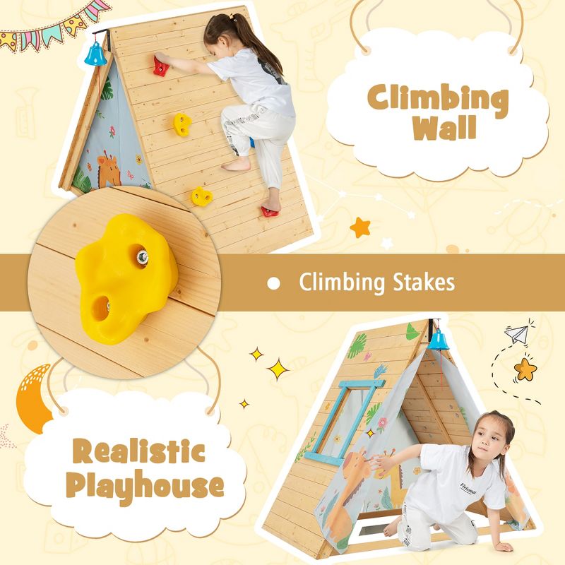 Costway Climbing Triangle with Tent Triangle Climber Crawling Toys for Kids & Baby, 3 of 11