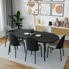 LeisureMod Tule Dining Chair with PU Leather/Velvet/Suede Seat and Black Steel Frame - 2 of 4
