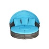 5 Pieces Outdoor Patio Rattan Round Daybed Sunbed with Retractable Canopy and Removable Cushions - 4 of 4