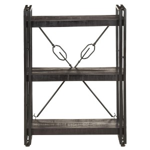 vidaXL Industrial Style, 3-Tier Bookcase, Solid Rough Mango Wood, Powder-Coated Steel Frame, Black Stain Finish - 23.6"x11.8"x31.5" - 1 of 4