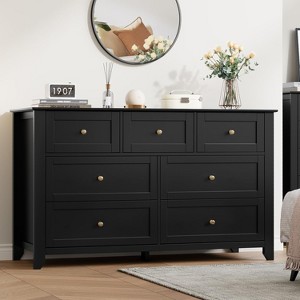 Dresser with 7 Deep Drawers for Bedroom, Modern Simplist Wood Storage Chest  with Gold Handles, Oversize Organizer, Hallway, Living Room, Entryway :  Target