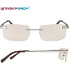 grinderPUNCH Small Slim 90's Popular Nineties Rectangular Sunglasses Clear Rimless Eyewear (Gold Frame - Brown) - 3 of 4