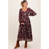 Pinkblush Brown Floral V-Neck Bubble Sleeve Maternity Maxi Dress - 2 of 4