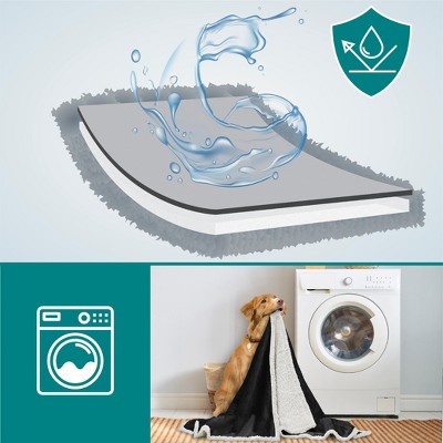 Medium Black Waterproof Reversible Sherpa Pet Blanket