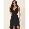INSPIRE CHIC Women's Sleeveless High Low Wrap V Neck Midi Knit Pleated Flowy Dress with Pockets - 2 of 4
