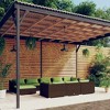 vidaXL Patio Lounge Set - 10 Piece, Water-Resistant Brown Poly Rattan - Includes Middle and Corner Sofas, Footrests with Cushions for Outdoor Leisure - 2 of 4