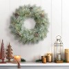 Puleo 24" Pre-Lit Battery-Operated Artificial Flocked Glitter Wreath - 2 of 4