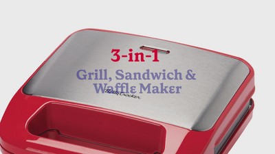 Silver Non-Stick 3-in-1 Indoor Grill, Sandwich & Waffle Maker