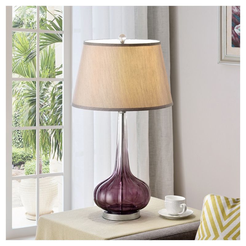 30&#34; Retro Glass Table Lamp with 3-way Switch Purple - Ore International, 3 of 5