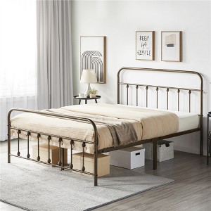 Yaheetech Iron Platform Bed Frame with High Headboard and Footboard - 1 of 4