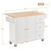 NicBex 52.76Inch Rolling Kitchen Island with 2 Door Cabinet,3 Drawers and Drop Leaf - 3 of 4