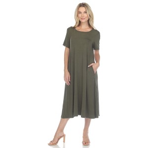 White Mark Women's Short Sleeve Midi Dress - 1 of 4