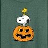 Women's - Peanuts - Snoopy Woodstock Pumpkin Lightweight French Terry Wide Neck Long Sleeve Shirt - 2 of 4