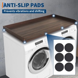 27.5" x 54" Laundry Machine Topper & Organization Surface,Rustic Brown Bamboo Washer Dryer Countertop with Edge Rails - 1 of 4