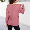 Anna-Kaci Women's Long Sleeve Waffle Knit Top with Notched Neckline and Chest Pocket - 4 of 4