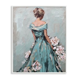 Stupell Industries Floral Woman in Gown Black Framed Giclee Art - 1 of 4