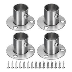 Unique Bargains Stainless Steel Wardrobe Pipe Holder Shower Closet Curtain Rod Pole Brackets 4 Pcs - 1 of 4