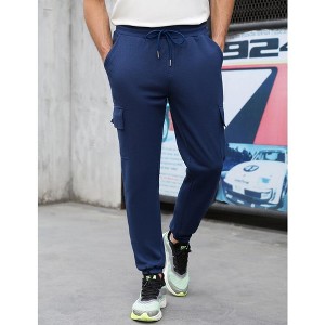 Mens Cargo Sweatpants Elastic Waist Drawstring Casual Lounge Running Athletic Joggers Pants with Pockets - 1 of 4