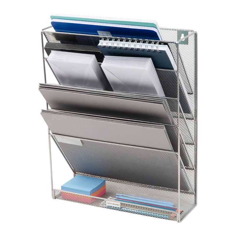 Mind Reader Network Collection Metal Mesh 5-Tier Vertical File Storage Silver, 3 of 6