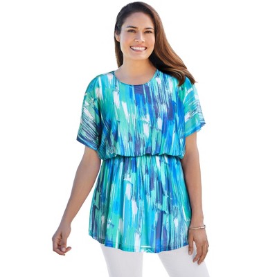 Woman Within Plus Size Miracle Mesh Blouson Tunic