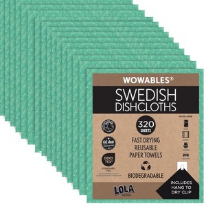 LOLA Swedish Dishcloths 320 Pk Biodegradable Reusable Paper Towels Absorbent Cellulose Kitchen Sponge Cloths Zero Waste Odor Free, Made in Germany - 1 of 4
