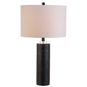 JONATHAN Y 27" Marble/Crystal Brooks Table Lamp (Includes LED Light Bulb) Black: Linen Shade, Brass Base, UL Listed - 1 of 4