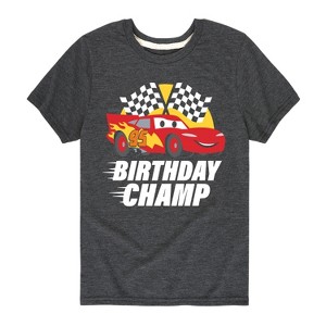Boys' - Cars - Lightning McQueen Birthday Champ Short Sleeve Graphic T-Shirt - 1 of 4