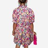 Amaryllis Women’s Floral Collared Babydoll Dress Puff Short Sleeves Flowy Silhouette Pockets Lightweight - 2 of 4